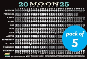 2025 Moon Calendar Card (5 pack), Lunar Phases, Eclipses, and More!