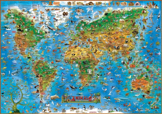 Book cover of: Animals of the World kids wall map laminated