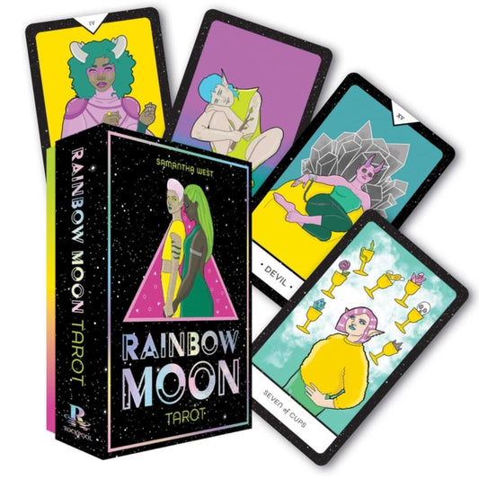 Book cover of: Rainbow Moon Tarot. By: Sam West