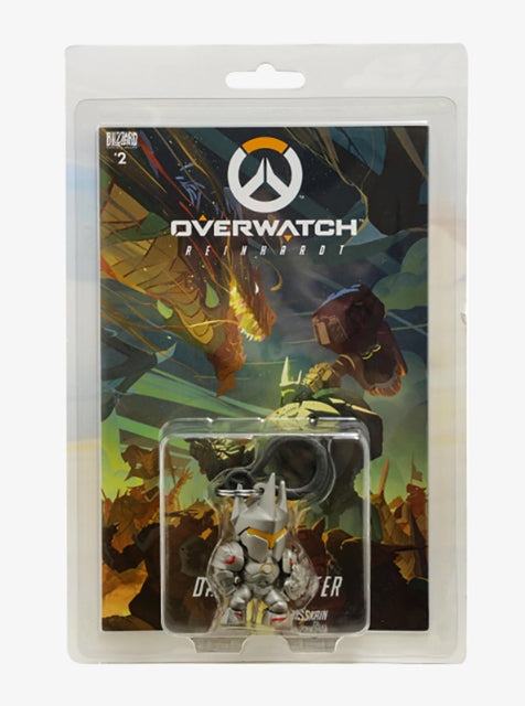 Book cover of: Overwatch Reinhardt Comic Book and Backpack Hanger. By: Micky Neilson