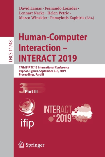 Book cover of: Human-Computer Interaction – INTERACT 2019. By: David Lamas