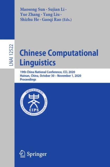 Book cover of: Chinese Computational Linguistics. By: Maosong Sun