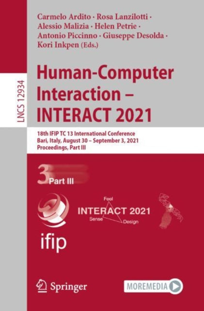 Book cover of: Human-Computer Interaction – INTERACT 2021. By: Carmelo Ardito