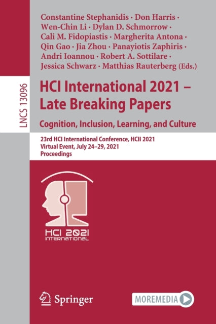 Book cover of: HCI International 2021 - Late Breaking Papers: Cognition, Inclusion, Learning, and Culture. By: Constantine Stephanidis