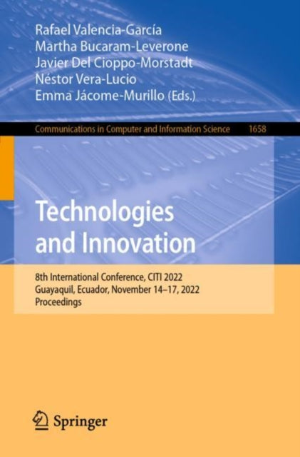 Book cover of: Technologies and Innovation. By: Rafael Valencia-García