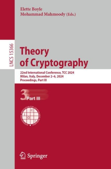 Book cover of: Theory of Cryptography. By: Elette Boyle