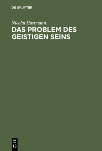 Book cover of: Das Problem Des Geistigen Seins. By: Nicolai Hartmann