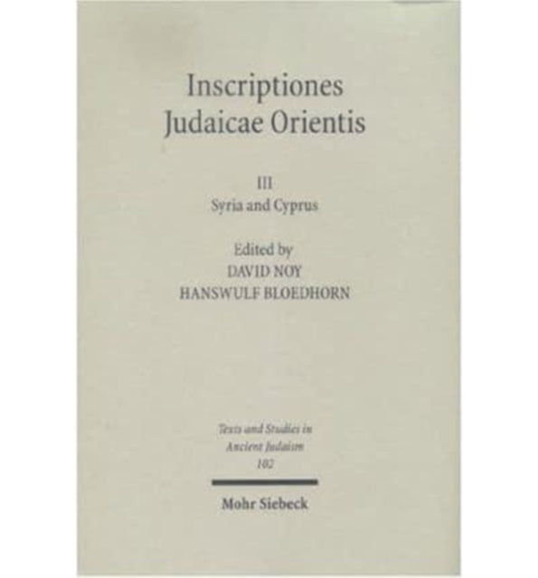 Book cover of: Inscriptiones Judaicae Orientis