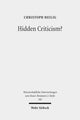 Book cover of: Hidden Criticism?. By: Christoph Heilig