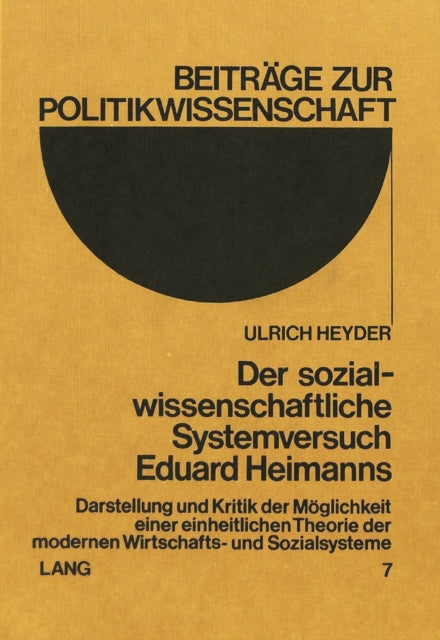 Book cover of: Der sozialwissenschaftliche Systemversuch Eduard Heimanns