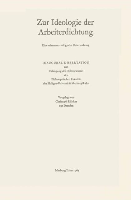 Book cover of: Zur Ideologie der Arbeiterdichtung. By: Christoph Rülcker