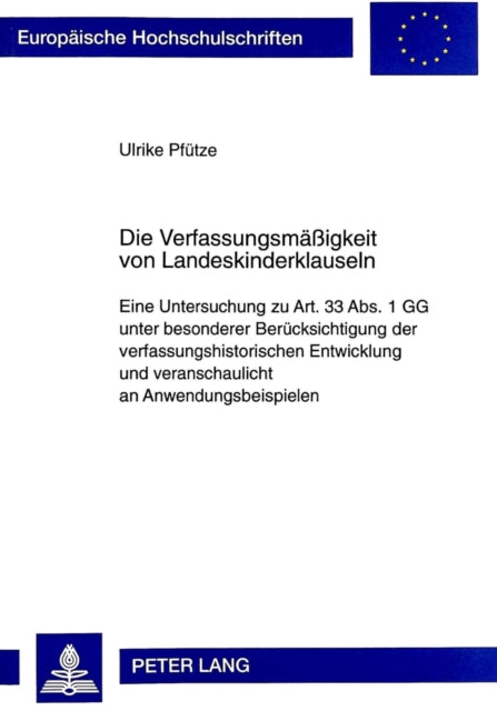 Book cover of: Die Verfassungsmaeßigkeit Von Landeskinderklauseln