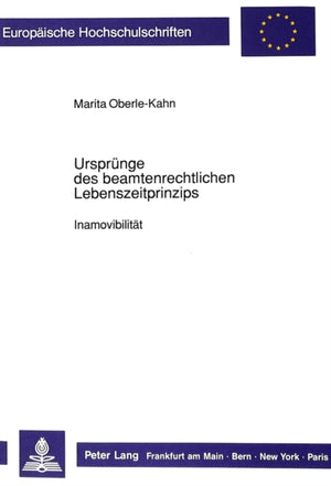 Urspruenge des beamtenrechtlichen Lebenszeitprinzips