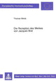 Book cover of: Die Rezeption des Werkes von Jacques Brel