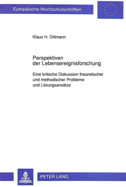 Book cover of: Klaus H. Dittmann: Perspektiven der Lebensereignisforschung
