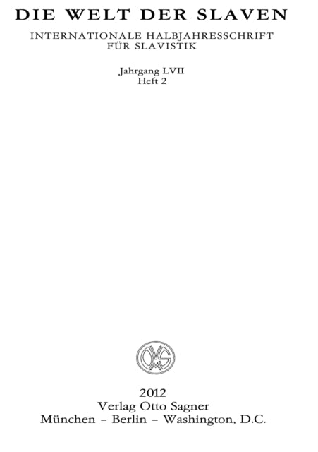 Book cover of: Die Welt der Slaven. Jahrgang LVII (2012) Heft 2