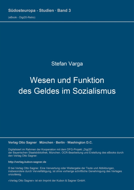 Book cover of: Wesen und Funktion des Geldes im Sozialismus. By: Stefan Varga