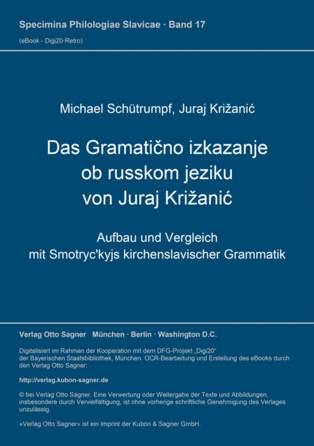 Book cover of: Das "Gramaticno izkazanje ob russkom jeziku" von Juraj Krizanic. By: Michael Schütrumpf