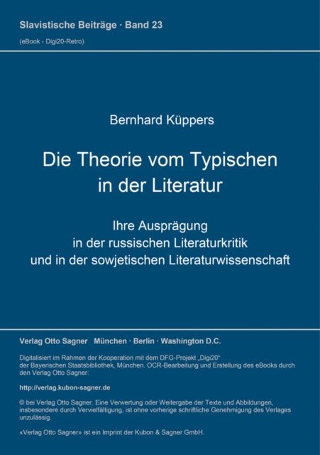 Book cover of: Die Theorie vom Typischen in der Literatur. By: Bernhard Küppers