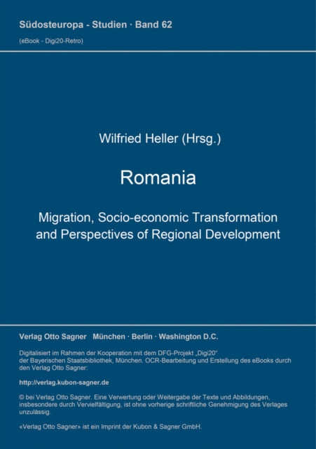 Book cover of: Romania: Migration, Socio-economic Transformation and Perspectives of Regional Development