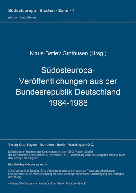Book cover of: Suedosteuropa-Veroeffentlichungen aus der Bundesrepublik Deutschland 1984-1988