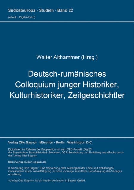 Book cover of: Deutsch-rumaenisches Colloquium junger Historiker, Kulturhistoriker, Zeitgeschichtler