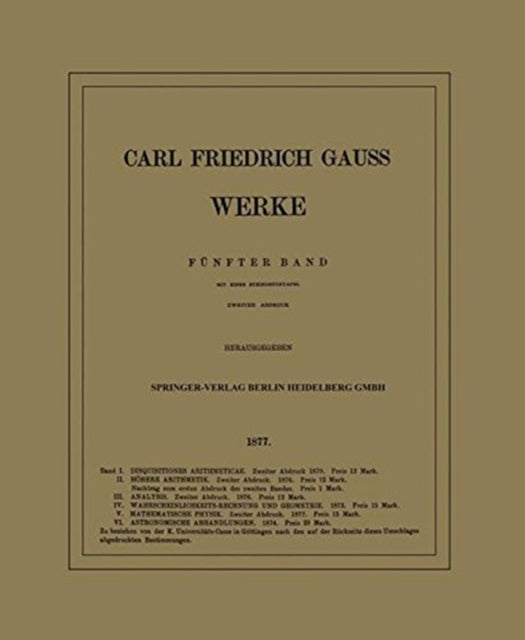 Book cover of: Werke. By: Carl Friedrich Gauss