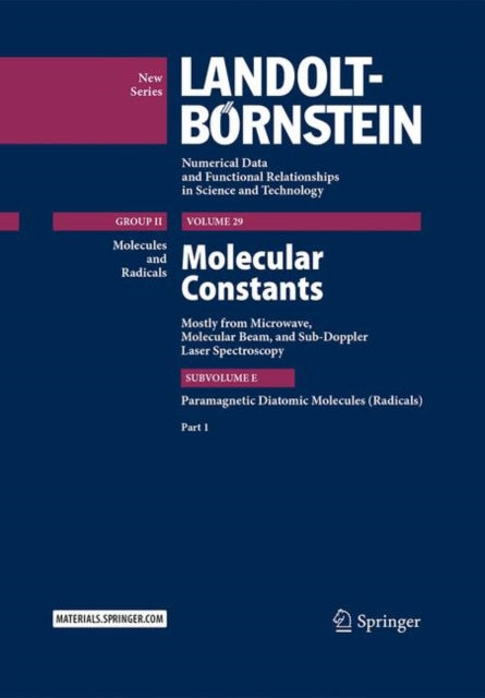 Book cover of: Molecular Constants Mostly from Microwave, Molecular Beam, and Sub-Doppler Laser Spectroscopy. By: Wolfgang Hüttner
