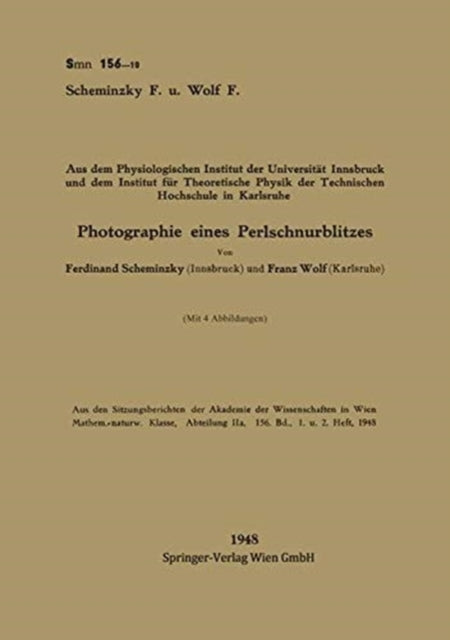 Book cover of: Photographie eines Perlschnurblitzes. By: Ferdinand Scheminzky