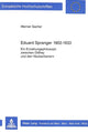 Book cover of: Eduard Spranger 1902 - 1933
