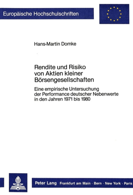 Book cover of: Rendite und Risiko von Aktien kleiner Boersengesellschaften