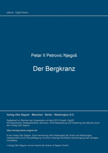 Book cover of: Der Bergkranz