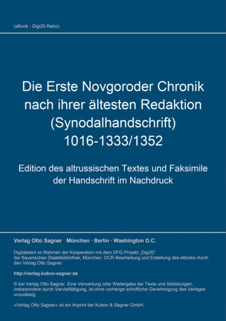 Book cover of: Die Erste Novgoroder Chronik nach ihrer aeltesten Redaktion (Synodalhandschrift) 1016-1333/1352