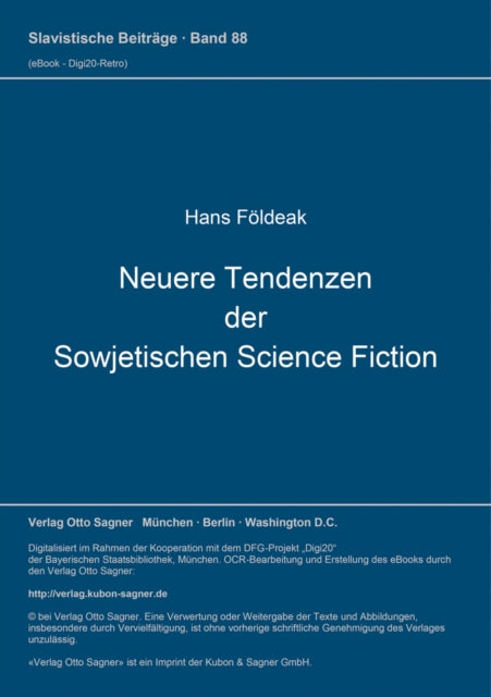 Book cover of: Neuere Tendenzen der Sowjetischen Science Fiction