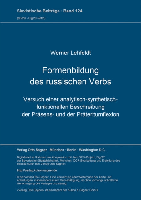 Book cover of: Formenbildung des russischen Verbs