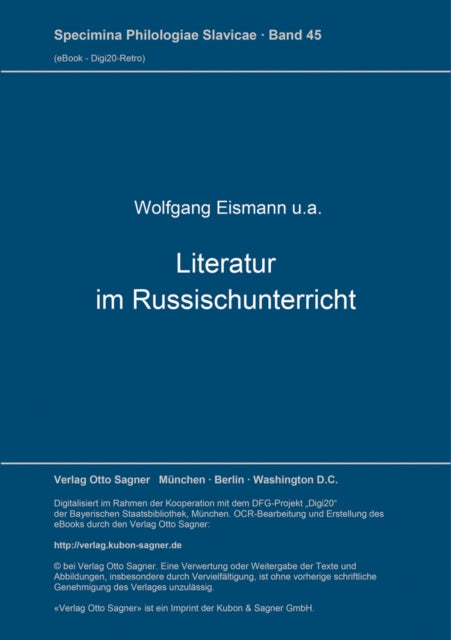 Book cover of: Literatur im Russischunterricht. By: Martina Steiger