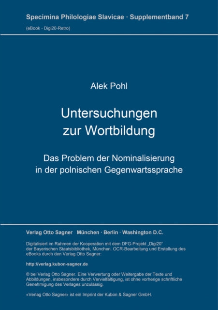 Book cover of: Untersuchungen zur Wortbildung