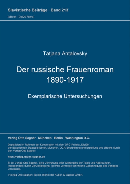 Book cover of: Der russische Frauenroman 1890-1917