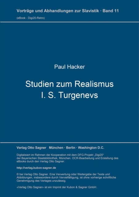 Book cover of: Studien zum Realismus I. S. Turgenevs