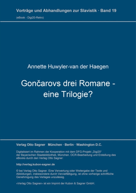 Book cover of: Goncarovs drei Romane - eine Trilogie?