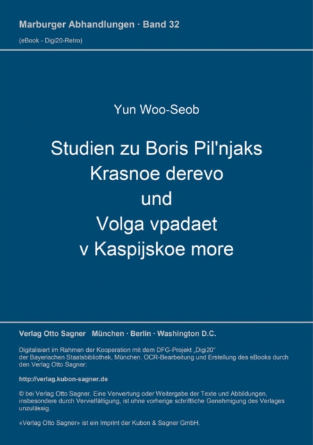 Book cover of: Studien zu Boris Pil'njaks Krasnoe derevo und Volga vpadaet v Kaspijskoe more