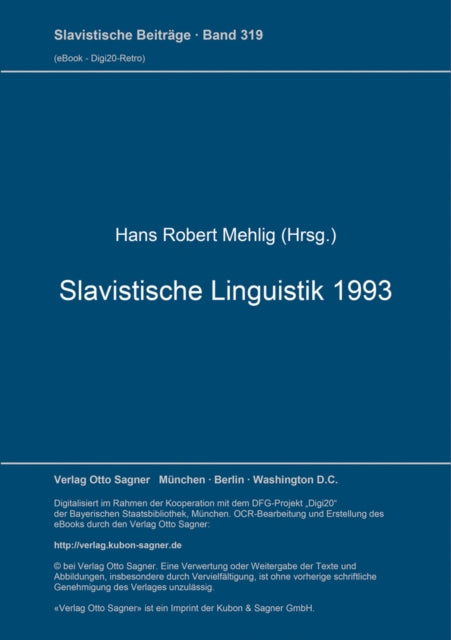 Book cover of: Slavistische Linguistik 1993