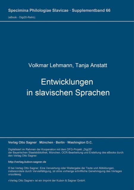 Book cover of: Entwicklungen in slavischen Sprachen 1