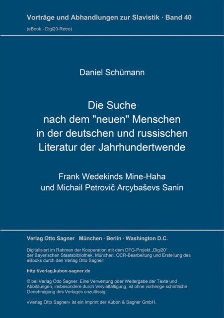 Book cover of: Die Suche nach dem "neuen" Menschen in der deutschen und russischen Literatur der Jahrhundertwende. By: Daniel Schumann