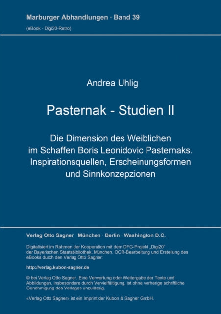 Book cover of: Pasternak-Studien II. By: Andrea Uhlig