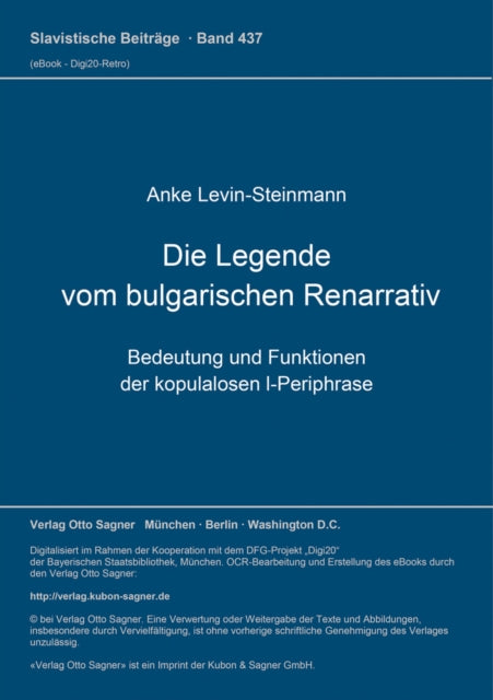 Book cover of: Die Legende vom bulgarischen Renarrativ
