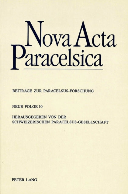 Book cover of: Nova ACTA Paracelsica
