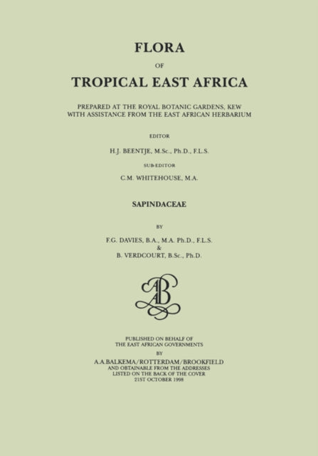 Book cover of: Flora of Tropical East Africa - Sapindaceae (1998). By: F. g. Davies