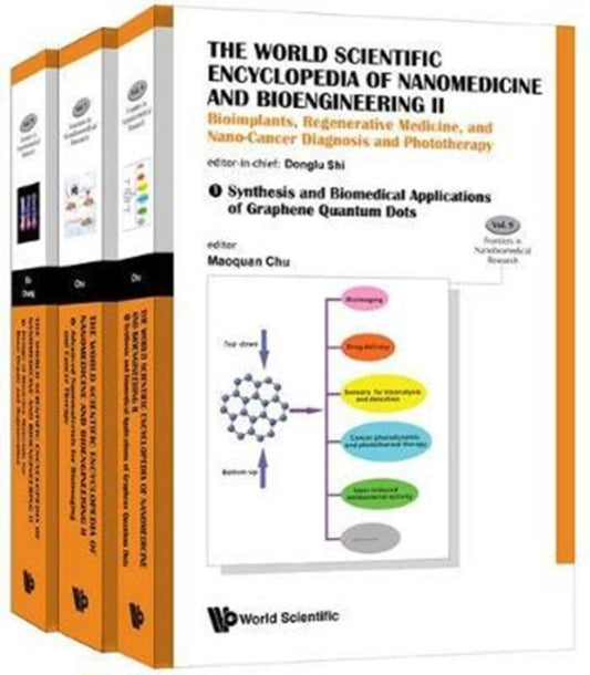 Book cover of: World Scientific Encyclopedia Of Nanomedicine And Bioengineering Ii, The: Bioimplants, Regenerative Medicine, And Nano-cancer Diagnosis And Phototherapy (A 3-volume Set). By: Donglu Shi