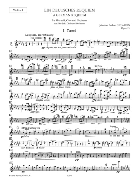 Book cover of: GERMAN REQUIEM OP.45 VLN1